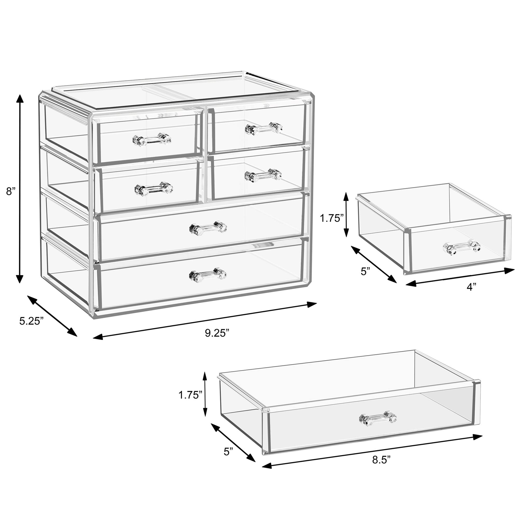 Sorbus Makeup & Jewelry Storage Case with 2 Large & 4 Small Drawers